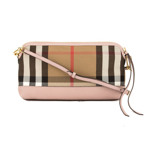 Burberry Pale Orchid Leather and House Check Abingdon Clutch Bag (3647007)