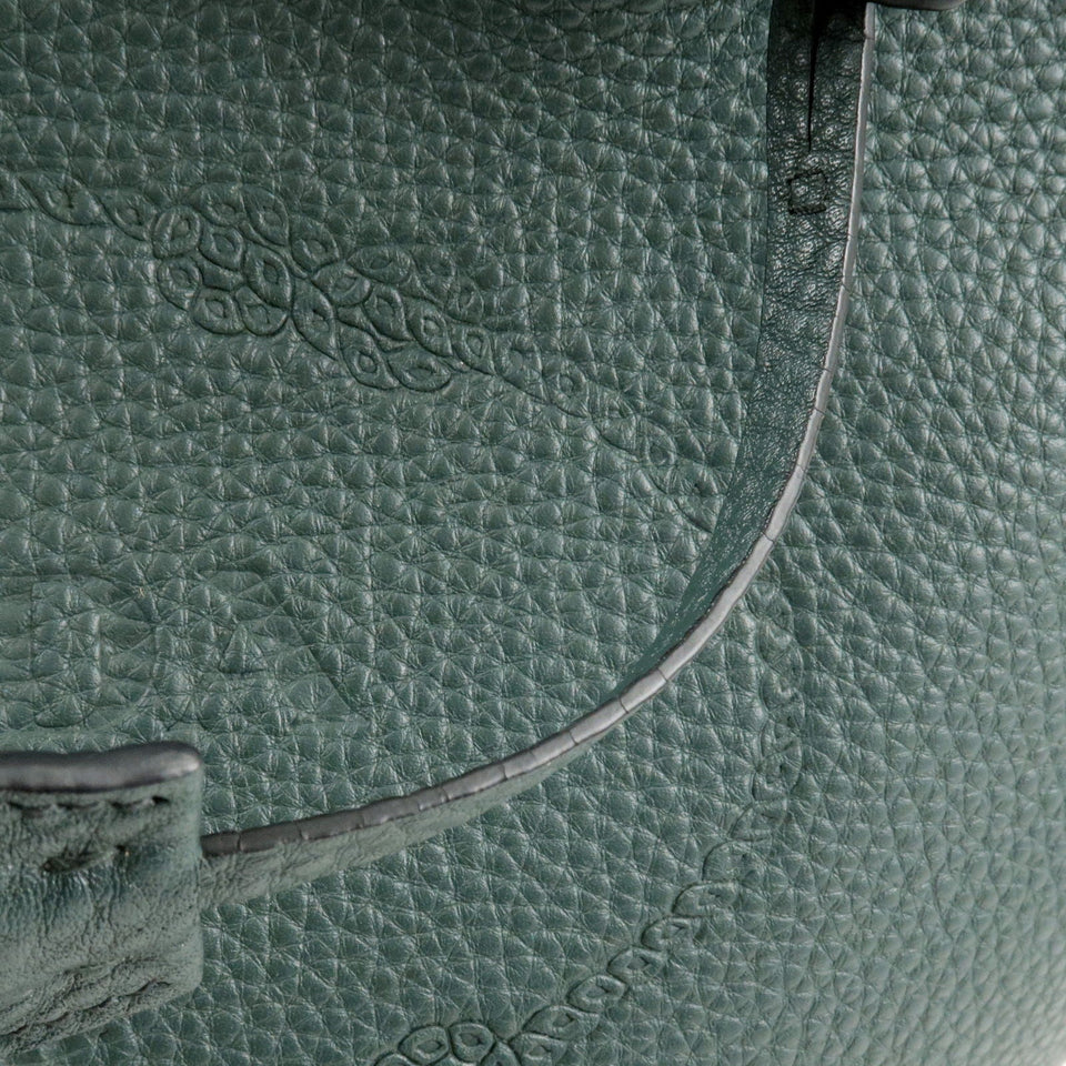 Prada Logo Leather Tote Bag Hand Bag Green 1BG100