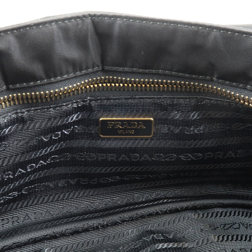 Prada Logo Nylon Leather Shoulder Bag NERO Black BT0772