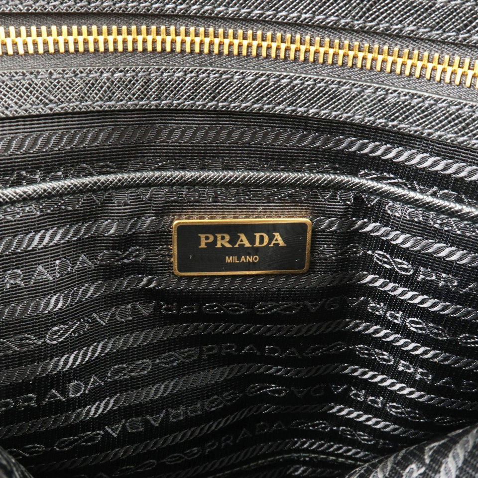 Prada Logo Nylon Leather 2Way Bag Hand Bag Black NERO 1BB013