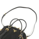 Prada Logo Nylon Leather 2Way Bag Hand Bag Black NERO 1BB013
