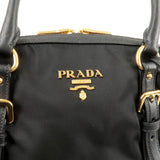 Prada Logo Nylon Leather 2Way Bag Hand Bag Black NERO 1BB013