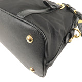Prada Logo Nylon Leather 2Way Bag Hand Bag Black NERO 1BB013