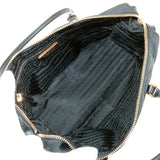 Prada Logo Nylon Leather Hand Bag Black NERO BR0496