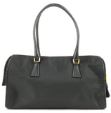 Prada Logo Nylon Leather Hand Bag Black NERO BR0496