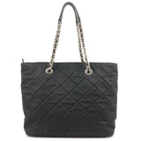Prada Logo Nylon Leather Quilting Chain Shoulder Bag Black 1BG017
