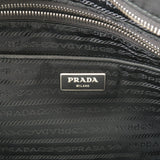 Prada Logo Nylon Leather Quilting Chain Shoulder Bag Black 1BG017