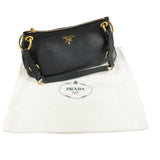 Prada Logo Leather One Shoulder Bag Black Nero Gold HDW