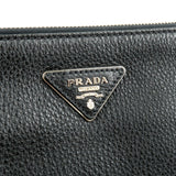 Prada Logo Leather Clutch Bag NERO Black BP0866