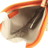 BURBERRY Nova Plaid PVC Leather Pouch Hand Bag Beige Orange