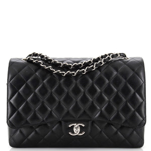 CHANEL Classic Double Flap Bag Quilted Caviar Maxi