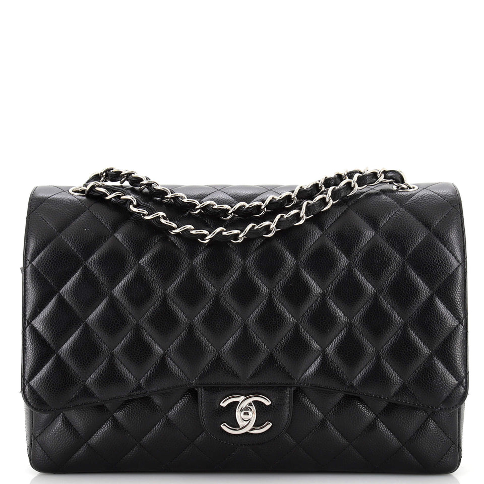 CHANEL Classic Double Flap Bag Quilted Caviar Maxi