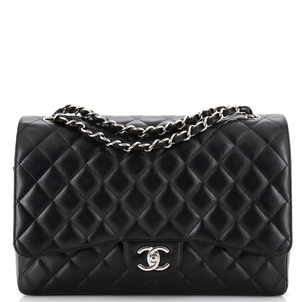 CHANEL Classic Double Flap Bag Quilted Caviar Maxi