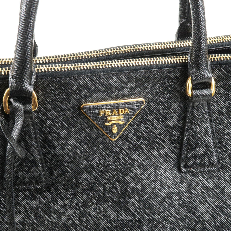Prada Logo Leather Hand Bag Tote Bag Black BN1786