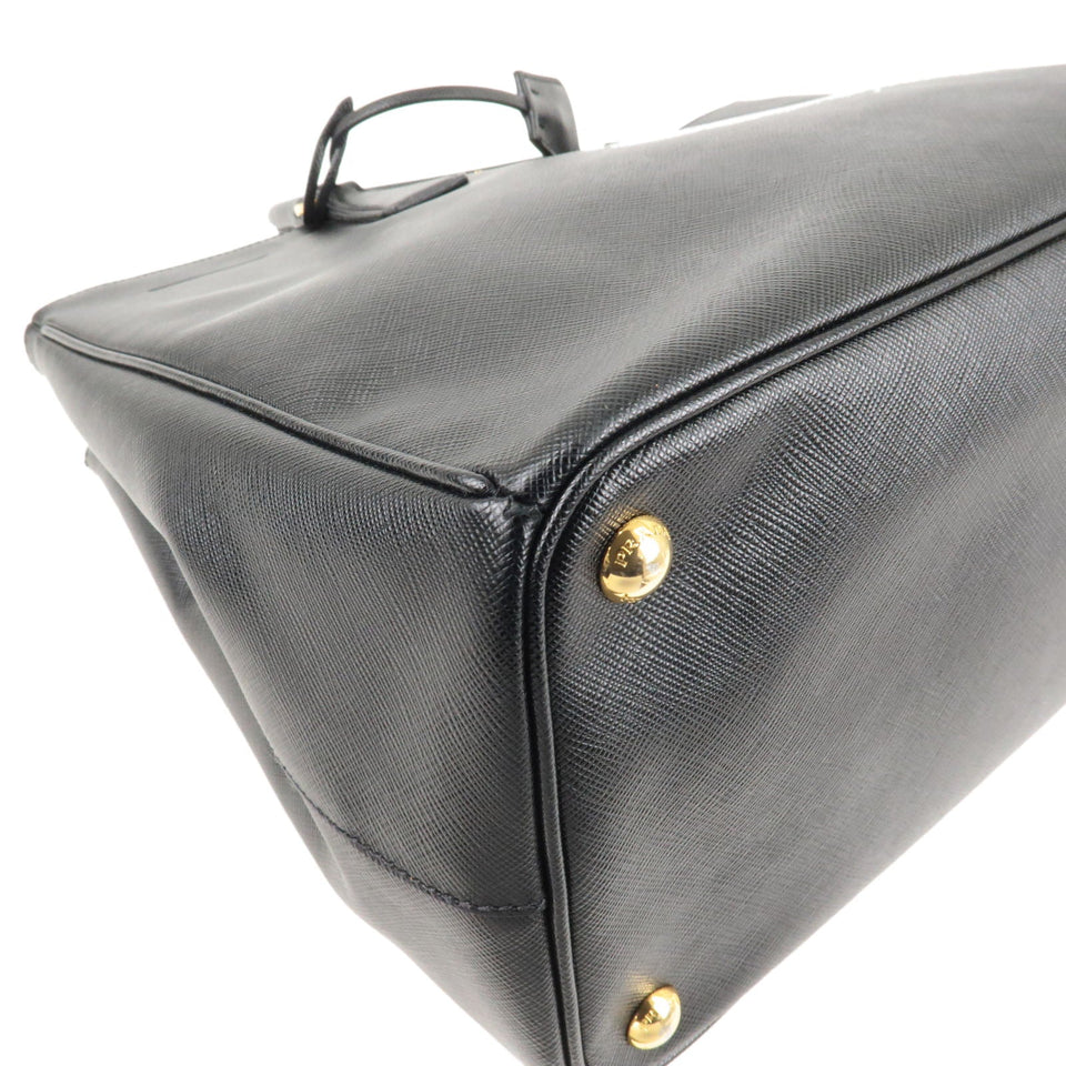 Prada Logo Leather Hand Bag Tote Bag Black BN1786