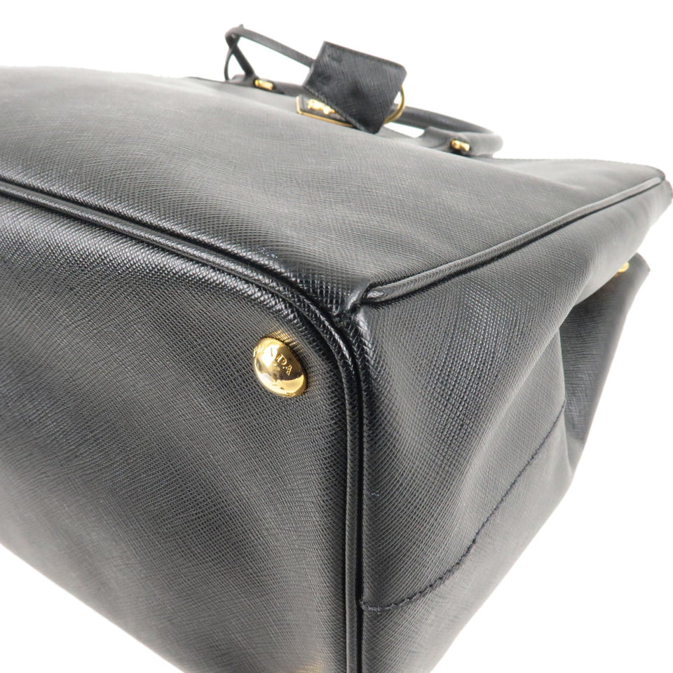 Prada Logo Leather Hand Bag Tote Bag Black BN1786