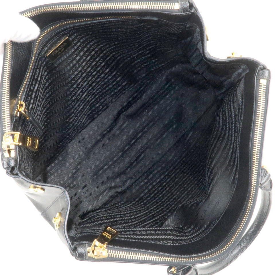 Prada Logo Leather Hand Bag Tote Bag Black BN1786