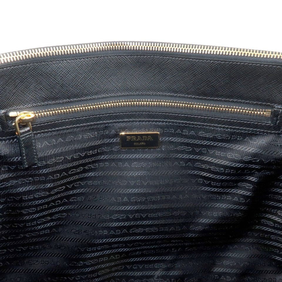 Prada Logo Leather Hand Bag Tote Bag Black BN1786