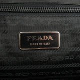 Prada Logo Nylon Leather Tote Bag Hand Bag NERO Black BR3257