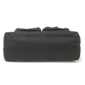 Prada Logo Nylon Leather Tote Bag Hand Bag NERO Black BR3257