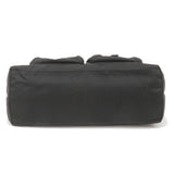 Prada Logo Nylon Leather Tote Bag Hand Bag NERO Black BR3257