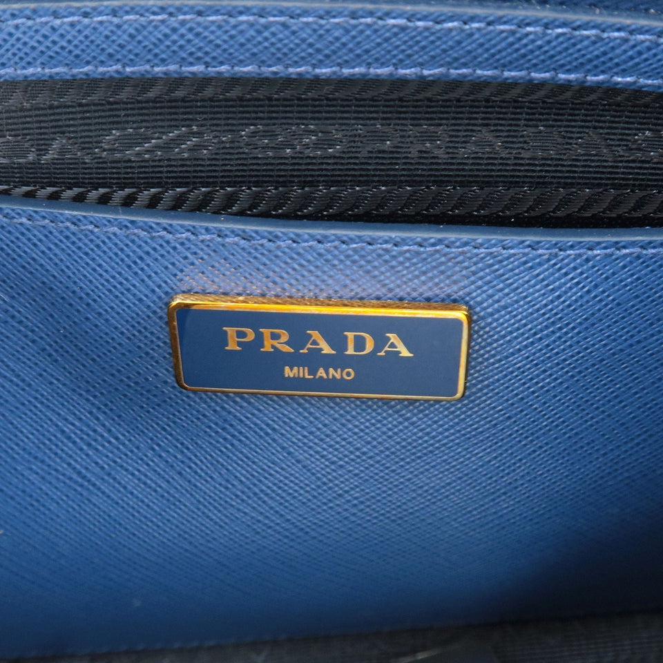 Prada Logo Leather 2Way Bag Shoulder Bag Bluette Blue 1BA837