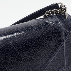 Dior Navy Blue Crinkled Patent Leather Medium Diorama Shoulder Bag