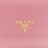Prada Logo Leather Shoulder Wallet Bag Pink 1BP016