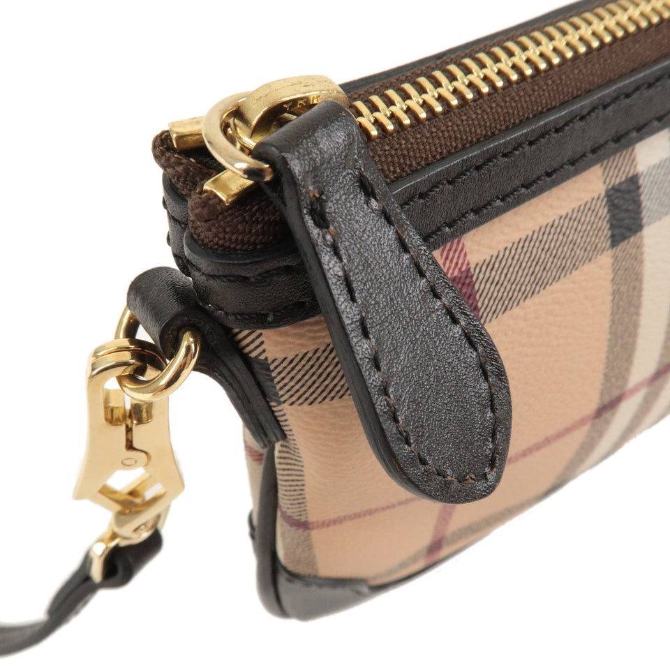 BURBERRY Nova Plaid PVC Leather Shoulder Bag Beige Brown