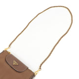 Prada Logo Nylon Leather Crossbody Chain Shoulder Bag Brown BT0779
