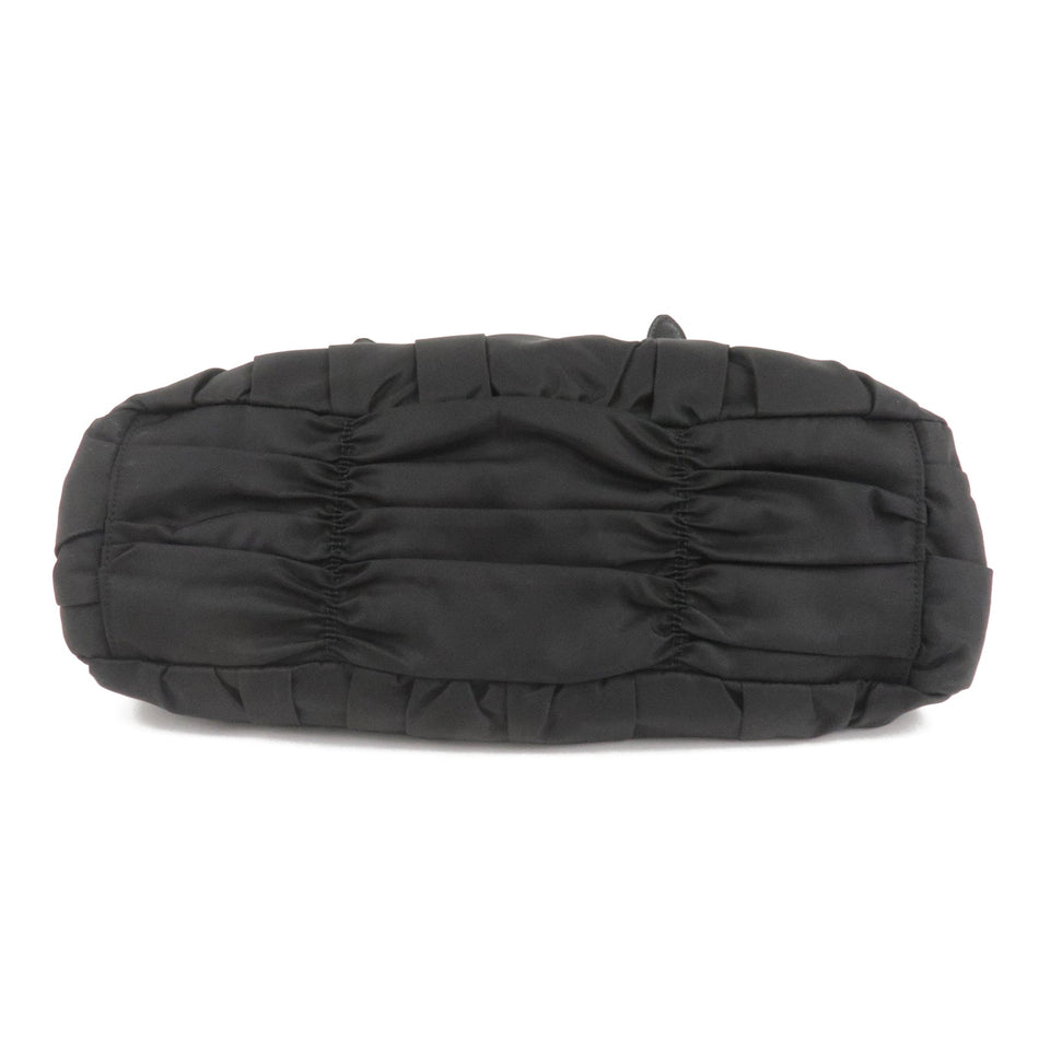 Prada Logo Nylon Leather 2Way Bag Hand Bag Black NERO BN1407