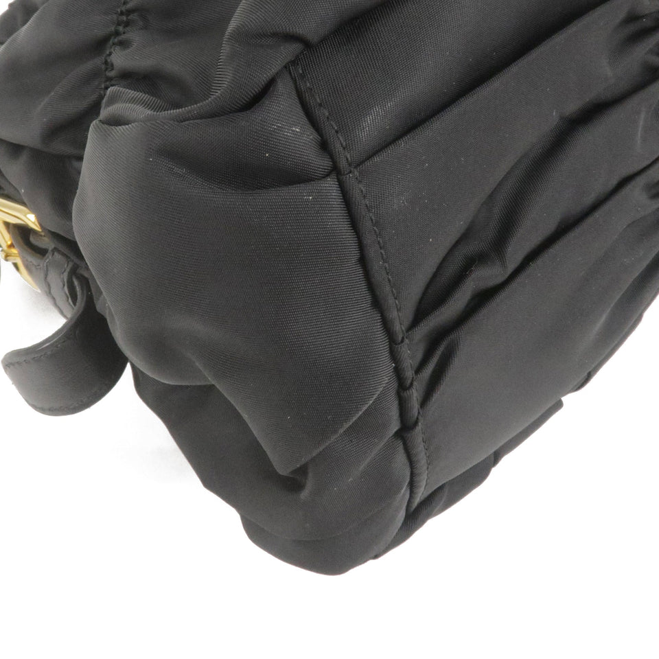 Prada Logo Nylon Leather 2Way Bag Hand Bag Black NERO BN1407