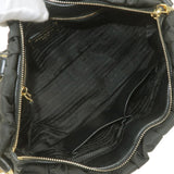 Prada Logo Nylon Leather 2Way Bag Hand Bag Black NERO BN1407