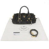 Prada Logo Nylon Leather 2Way Bag Hand Bag Black NERO BN1407