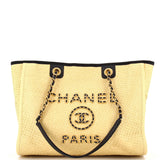 CHANEL Deauville Tote Straw with Chain Detail Small