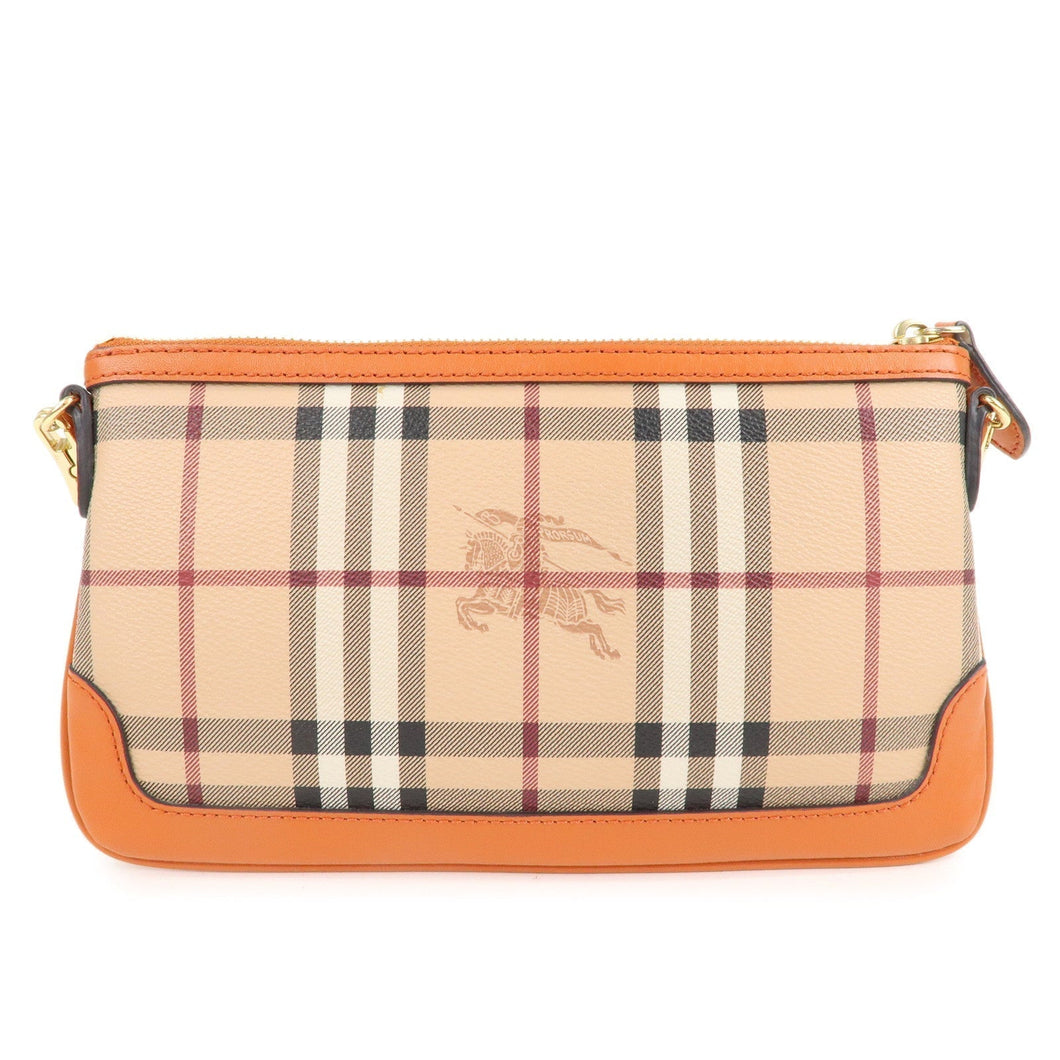 BURBERRY Nova Plaid PVC Leather Shoulder Bag Beige Orange 3888914