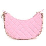 Auth CHANEL Matelasse Lamb Skin Small Hobo Shoulder Bag Pink AS3917 Used F/S