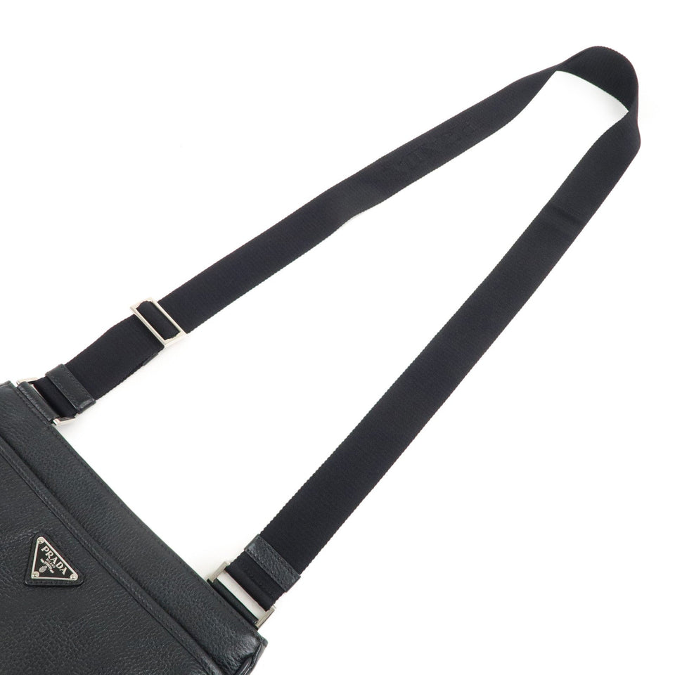 Prada Logo Leather Shoulder Bag Hand Bag Black 2VH019