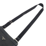 Prada Logo Leather Shoulder Bag Hand Bag Black 2VH019