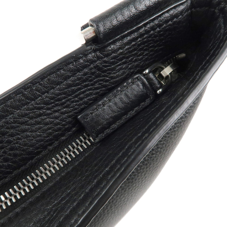 Prada Logo Leather Shoulder Bag Hand Bag Black 2VH019