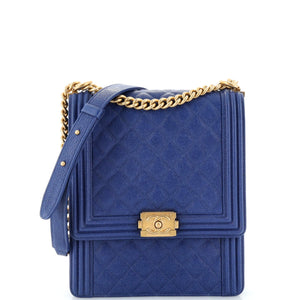 CHANEL North South Boy Flap Bag Quilted Caviar Large