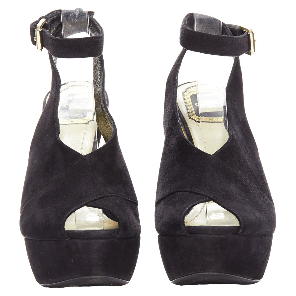 Christian Dior scaled leather suede platforms