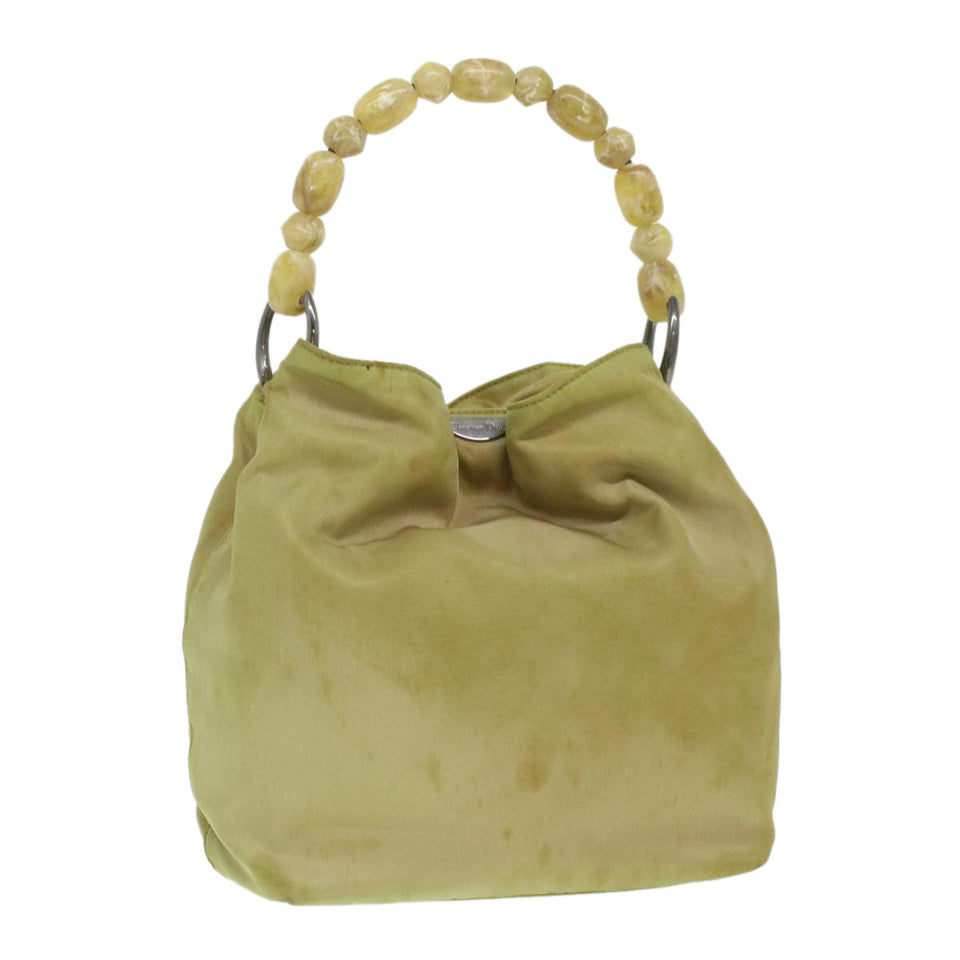 CHRISTIAN DIOR Maris Pearl Hand Bag Nylon Khaki  37035