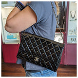 Chanel bag Black Patent Leather New Clutch With Chain CWC