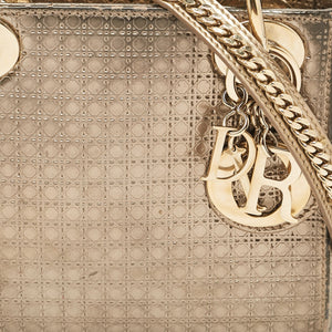 Dior Gold Microcannage Patent Leather Mini Lady Dior Tote
