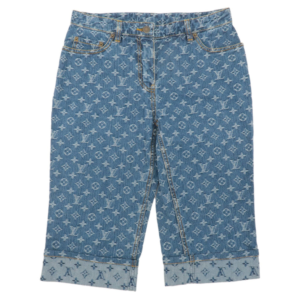 Louis Vuitton Monogram Denim Denim Pants Half Pants Blue RW051B