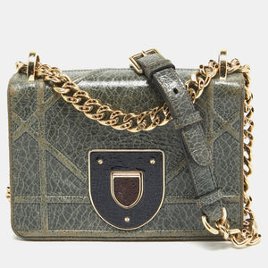 Green Ceramic Effect Leather Diorama Club Shoulder Bag