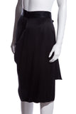 Chanel Black Silk Drapped Wrap Skirt SZ 46