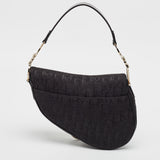 Dior Black Oblique Canvas And Patent Leather Xs Saddle Bag