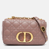Dior Old Rose Cannage Leather Small Caro Shoulder Bag